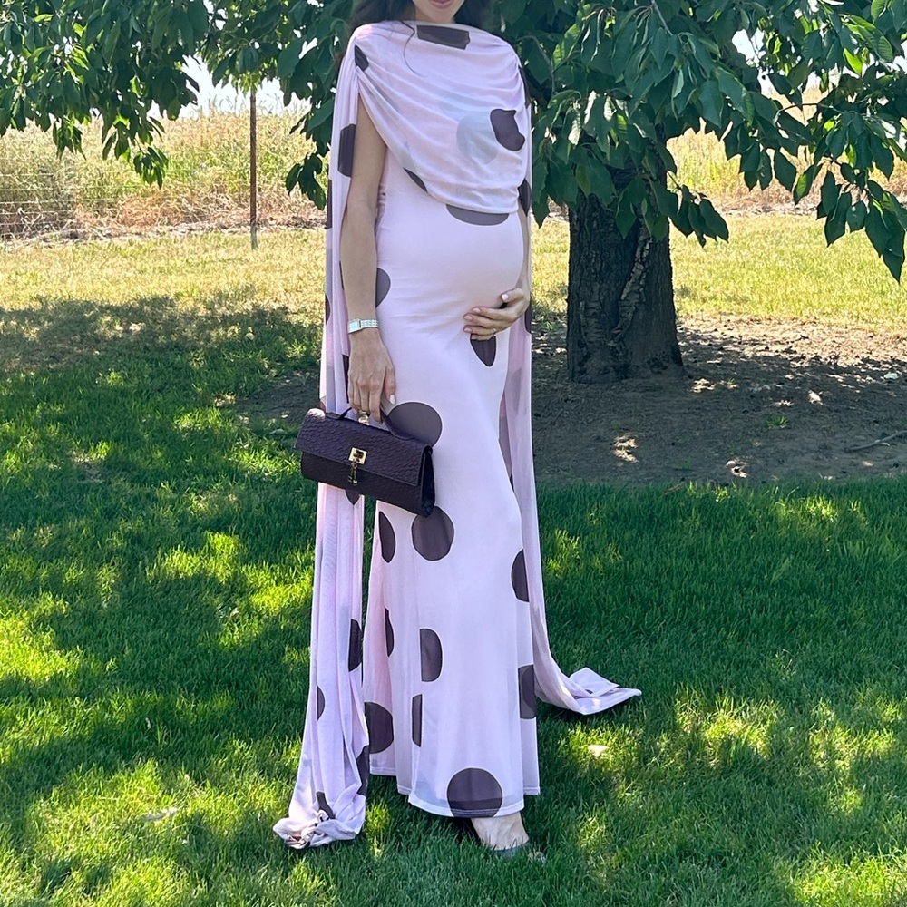 ASOS Elegant Pink Polka Dot Cape Dress - Picture 4 of 4